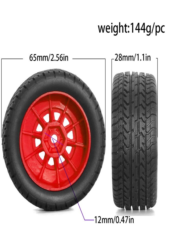 POLANTA 4Pcs RC Tires and Wheel for 1/14 Mojave Grom,RC Front/Rear Wheel Tires (Red) - Image 5